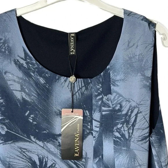 Vintage NWT dress women M. Blue,sleeveless,pleats, sheer overlay,career,fairy - Picture 5 of 12